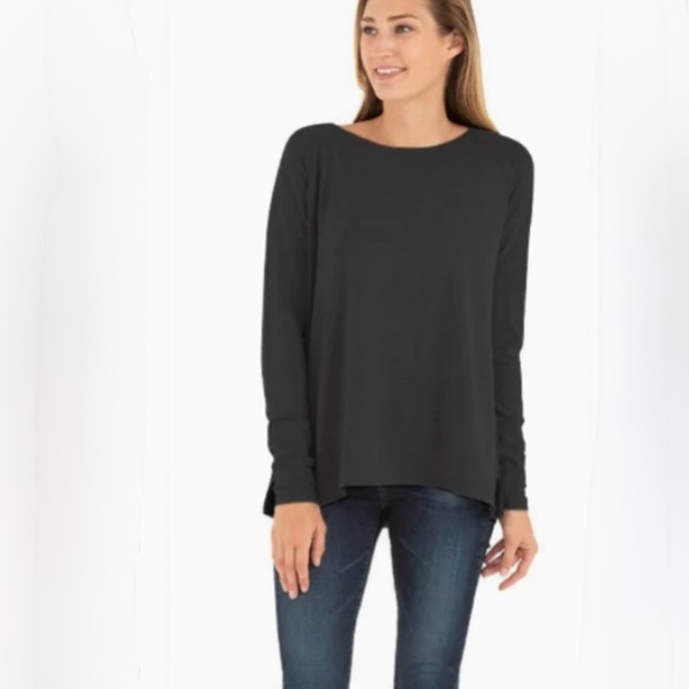 FREE FLY  Bamboo Blend  Everyday Flex Long Sleeve Tee in Heather Black Sz S